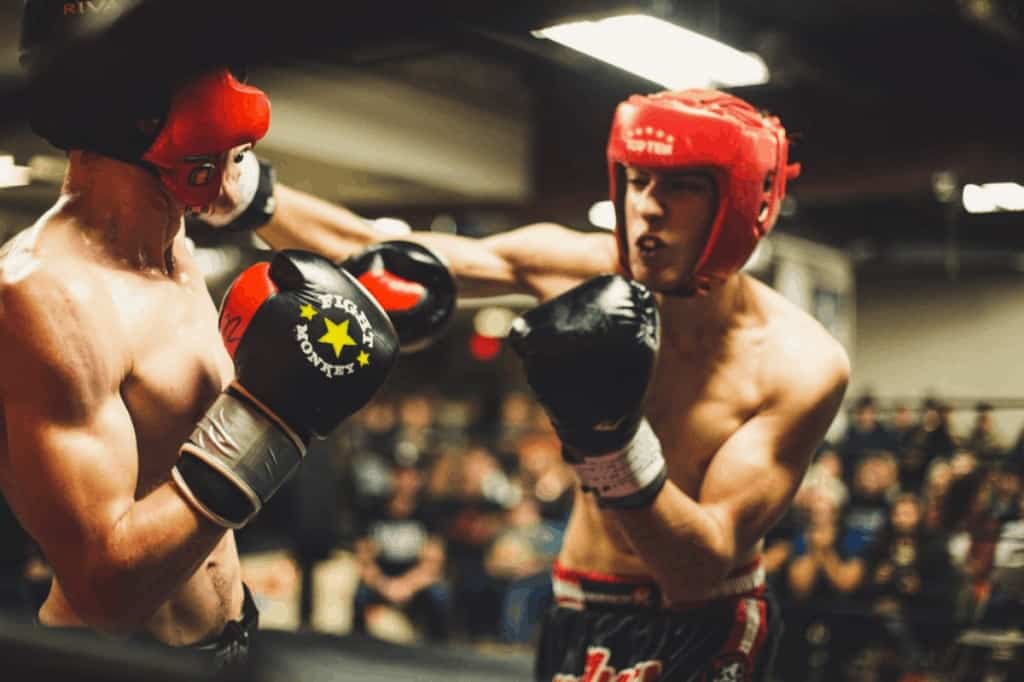 2 male boxers sparring