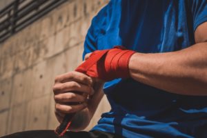 Boxer wrapping hands