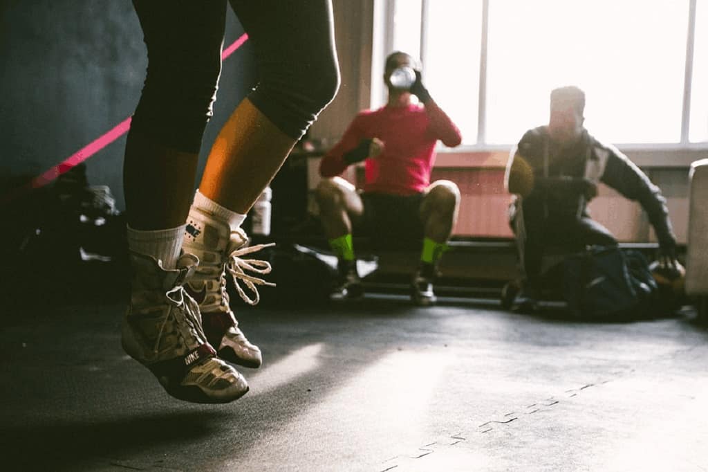 Boxer jumping rope