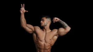 Male bodybuilder posing shirtless